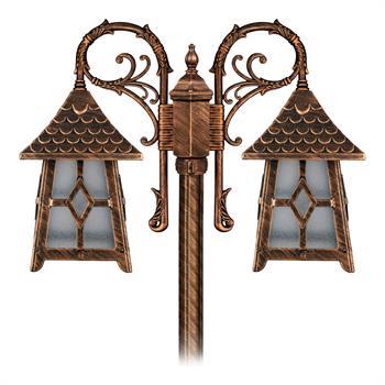چراغ پارکی دو شاخه تکشیدفام مدل کلبه 8323D